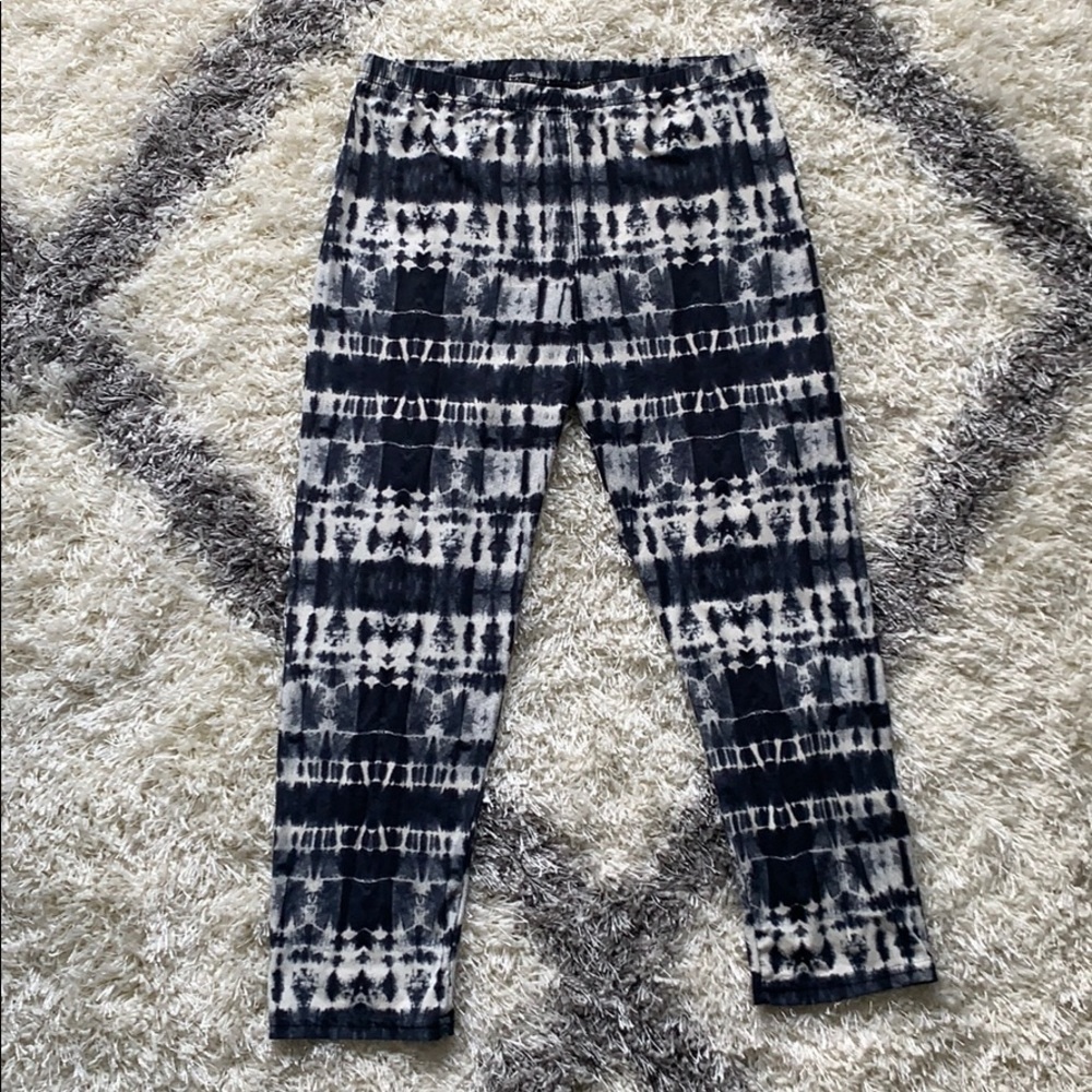 Tie Dye Capri Leggings - Navy/White